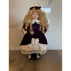 Vintage Victorian Porcelain Doll by The Brass Key Inc With Stand